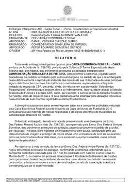 "Seleção dos Poupançudos": hipótese de marketing de emboscada em relação à marca de propriedade da CBF e à imagem da seleção brasileira de futebol