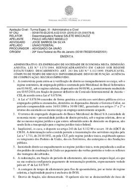 Retorno de anistiado ao serviço público não pode ser realizado em regime jurídico diverso daquele que o empregado tinha por ocasião da demissão