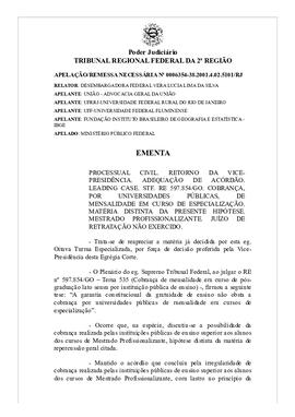 É indevida a cobrança de tarifas para mestrado profissionalizante em instituições públicas