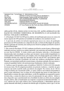Descabimento de critério territorial para acesso ao ensino superior