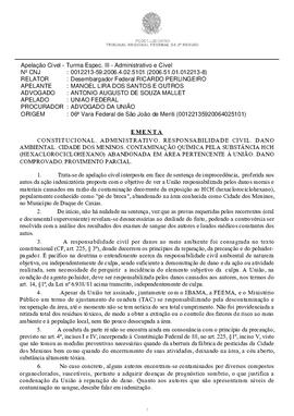 Contaminação química por pó de broca abandonado pela União Federal na área conhecida como Cidade dos Meninos