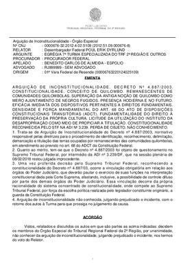 Remanescentes de comunidades quilombolas e a constitucionalidade do Decreto n. 4.887/03
